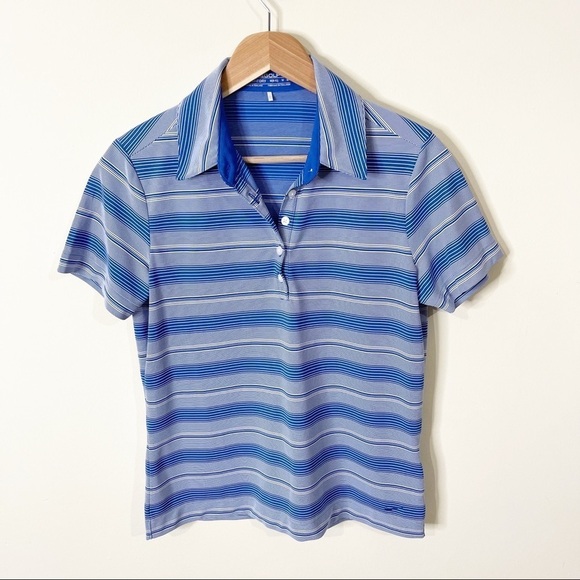 Nike Tops - Nike Dry Fit Blue Striped Short Sleeves Golf Polo Size Medium